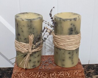 Lavender Beeswax Pillar Candle: Organic Essential Oil Infused