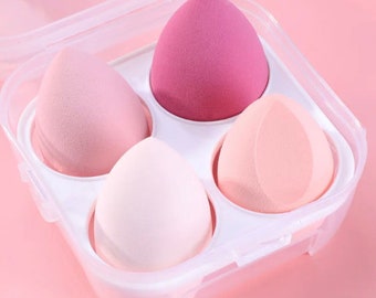 4-Piece Makeup Sponge Set for Dry and Wet Application! Achieve Professional Results with Beveled Cut Design. Shop Now!
