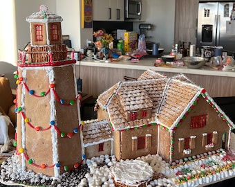 Gingerbread House Template Lighthouse printable Etsy