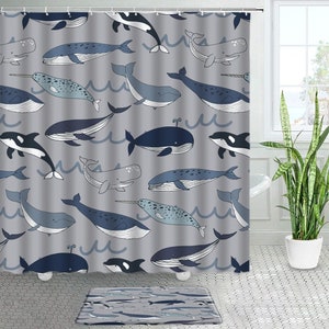 Japanese Koi Fish Wavy Art Print Shower Curtain Bathroom,waterproof  Washable 71x71in, Lucky Fish in the Ocean Print Modern Shower Curtain 