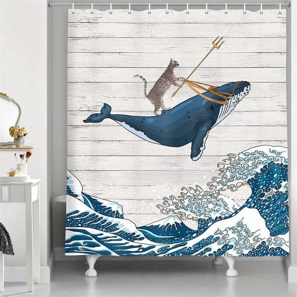 Whale Shower Curtain Etsy