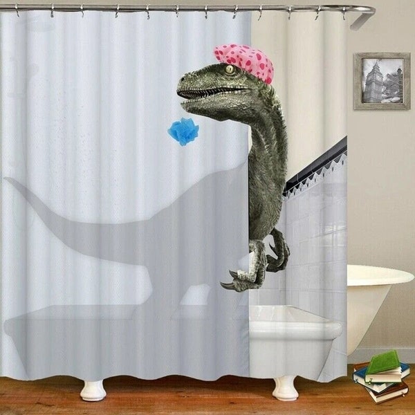 Funny Dinosaur Shower Curtain Novelty kids room Waterproof Fabric Bathroom Home Shower Curtain Meme Cartoon Dinosaur Unique shower curtain