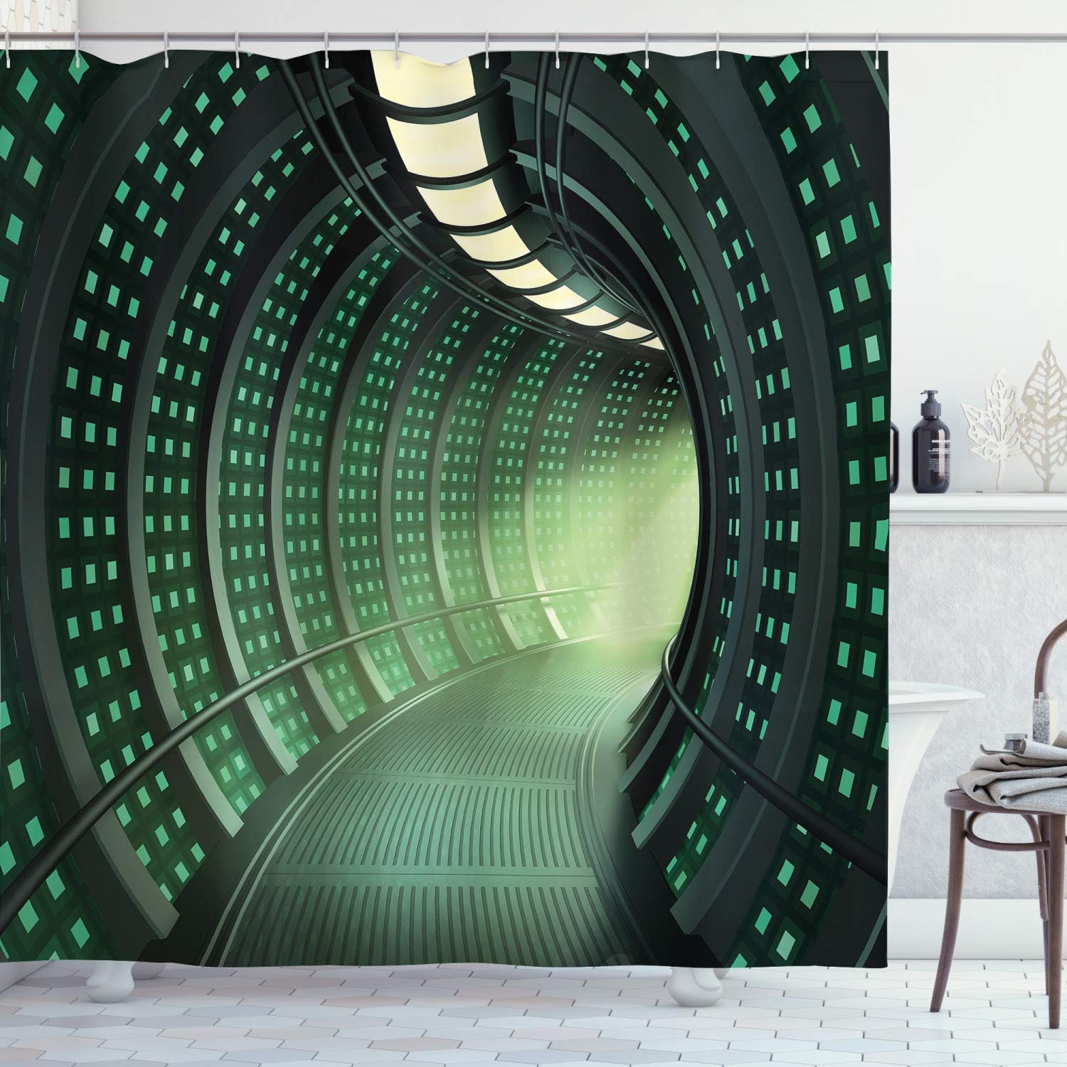 3D Spaceship Space Station Shower Curtain Science Fiction Etsy