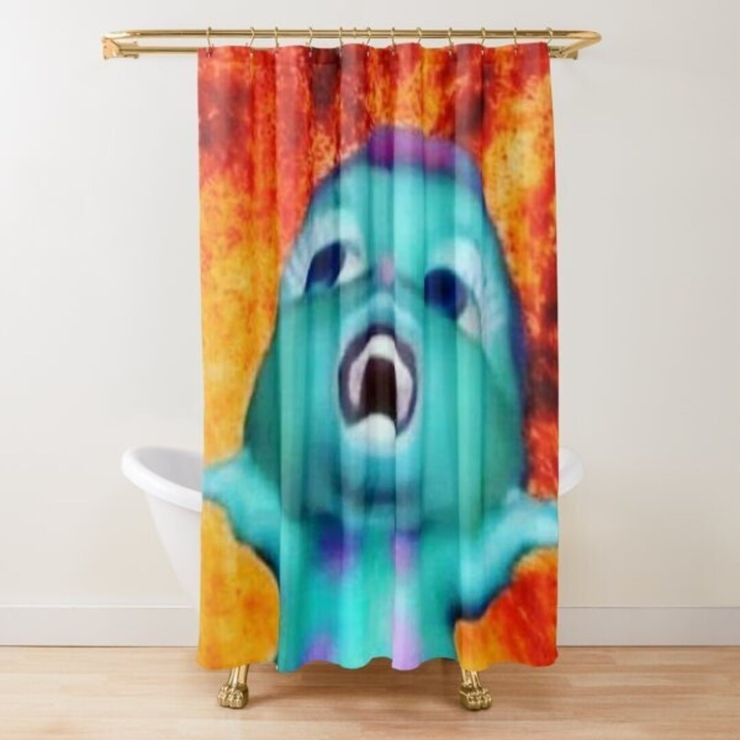 Funny Bibble Shower Curtain Modern Vintage Mural Picture Waterproof