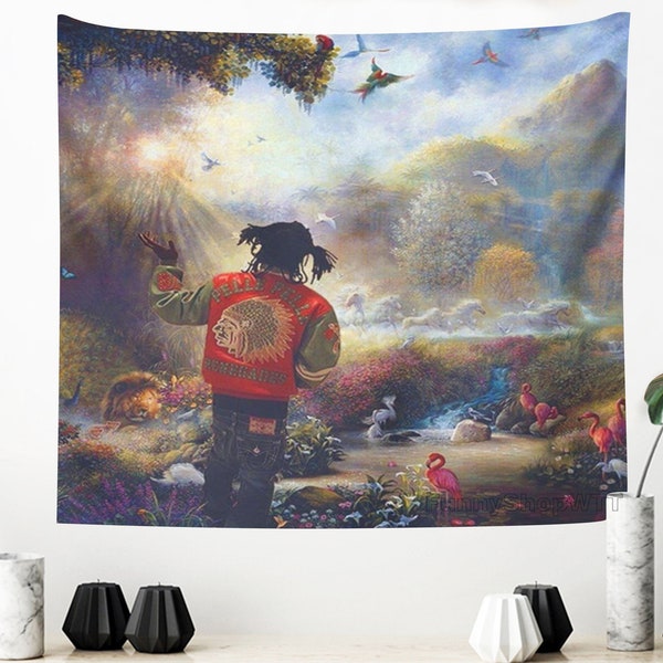 Funny Tapestry Meme Art Tapestry Chief Keef in The Garden of Eden Tapestry for Bedroom Wall Hanging Decor for College Dorm Living Room Decor