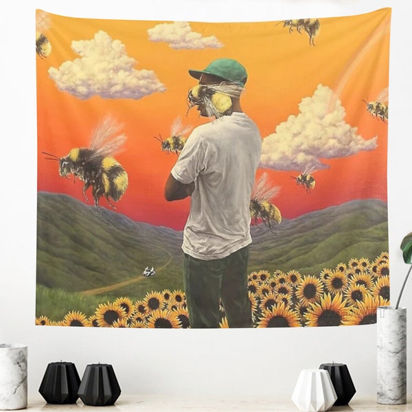 Tyler The Creator SunFlowers Boy Tapestry Funny Tapestry Meme Tapestries pour chambre à coucher Décoration suspendue murale pour College Dorm Living Room Party