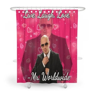 Funny Meme Shower Curtain Mr Worldwide Shower Curtain Live Laugh Love Pitbull Waterproof Fabric Bathroom Shower Curtain Unique showercurtain