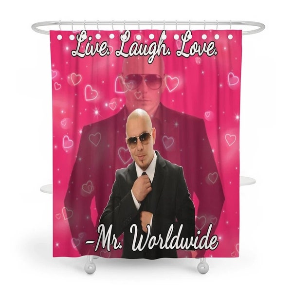 Lustiger Meme Duschvorhang Mr Weltweit Duschvorhang Live Laugh Love Pitbull Wasserdichter Stoff Badezimmer Duschvorhang Einzigartiger Duschvorhang