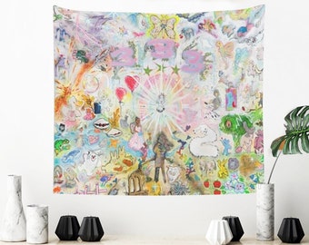 333 Bladee Album Cover Tapestry Meme Tapestries Funny Tapestry for Bedroom Art Wall Hanging Decor for College Hostel Dorm Living Room Home