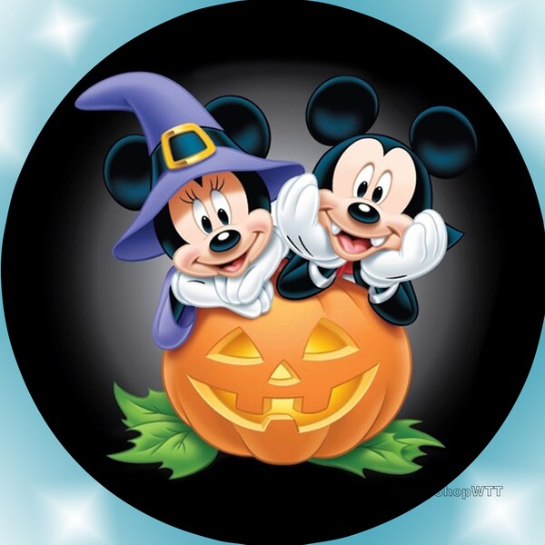 Disney Halloween Mickey Minnie Mouse Round Photography backdrop Pumpkin Kids Birthday Party Baby shower Decor Custom Photo background studio