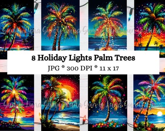 Arte de palmeras navideñas: Luces tropicales (Descarga digital)