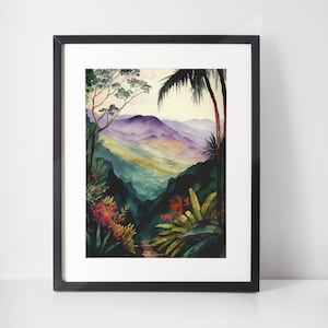 View from Rainforest watercolor El Yunque Puerto Rico Digital Art Download Printable Posters for Walls Greeting Cards Sublimation PNG