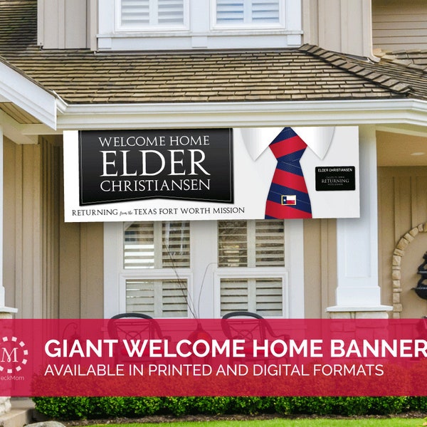 Missionary Welcome Home Banner: Horizontal Tie Design for Elders PRINTED VERSION