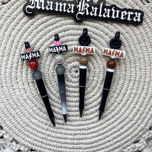 Mama alt schwarze Perlenstifte | gruseliger Goth-Stift | gruseliges Briefpapier | Kugelschreiber | Mama-Stiftsammlung | Geschenk für Büro, Schule, Freund, Kollegen