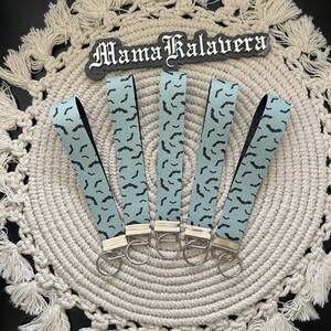 Spooky Cute Bats Key Fob Wristlet | Grey Key Fob faux leather wristlets | Spooky Cute faux Leather | keys Accessories