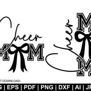 Encourager maman Svg, Svg le jour du match, pom-pom girl Svg, maman Svg, coquette Svg, noeud Svg, cadeau pour elle, des cliparts, des fichiers coupés Cricut, téléchargement immédiat