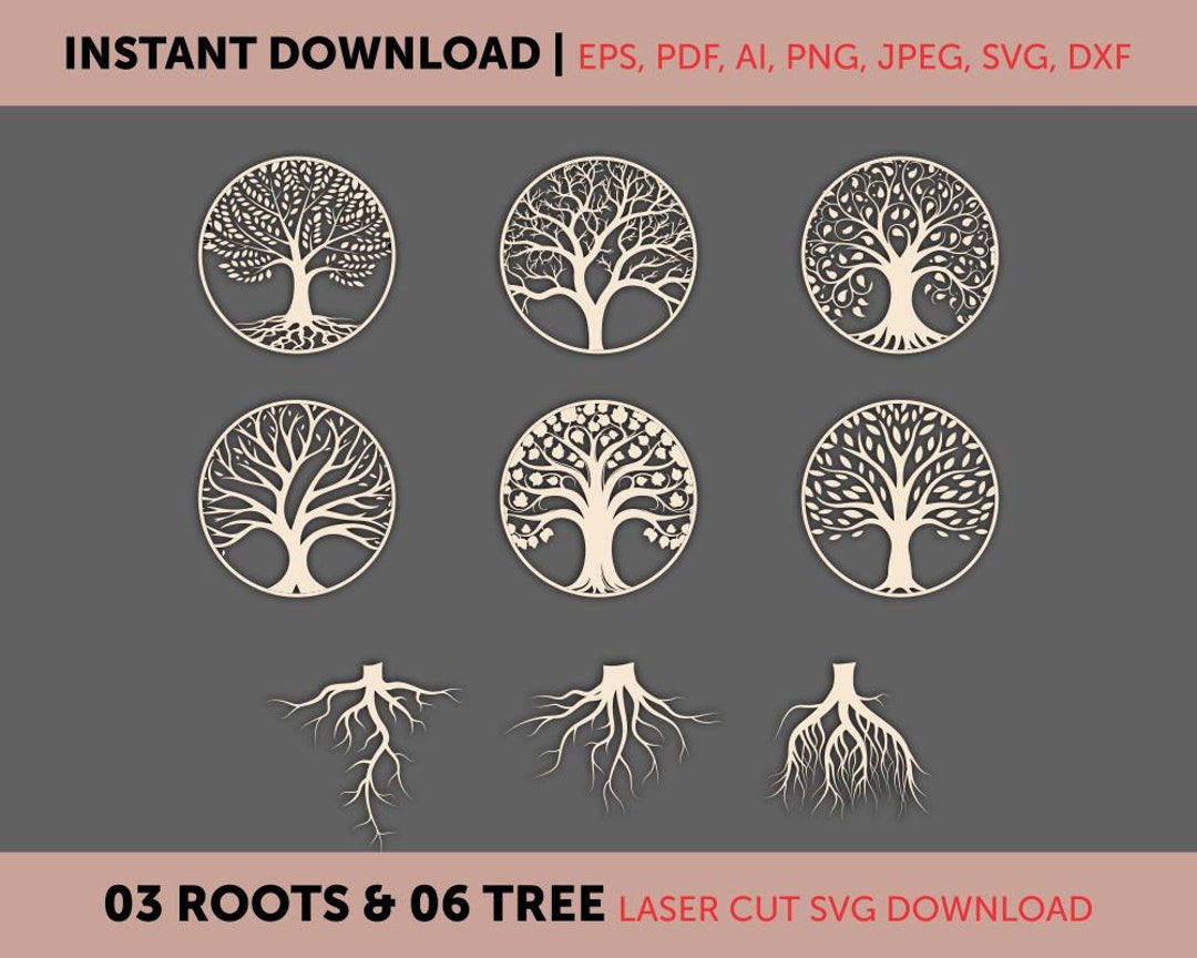 Tree of Life Svg Bundle, Tree Laser Cut Files, Family Tree Svg, Wood ...