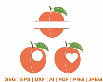 Peach Split Monogram Svg, Peach Svg, Fruit Svg, Heart Split Monogram Svg, Peace T Shirt Svg, Peach Monogram Clipart, Svg Cut Files Cricut