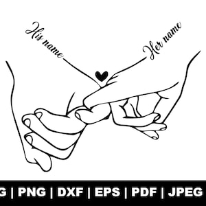 Personalized Holding Hands Svg, Couple Shirt Design Svg, Gift For Couple, Anniversary Gift, Customize With Names, Dates, Gift For Her