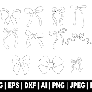 Lint strik Svg bundel, coquette Bow Svg, lint Svg, strik Svg Png, haar boog Svg, vlinderdas Svg, hand loting boog Clipart, boog Png gesneden bestand Cricut