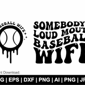 Moglie di baseball che fa rumore Svg, Svg ondulato, testo ondulato retrò, Baseball Svg, Moglie Svg, Sport Svg, Trendy Svg, Clipart, File di taglio Cricut