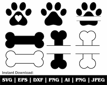 犬の骨 SVG、犬の SVG バンドル、犬の足 SVG、犬の骨 SVG、犬好き SVG、犬の SVG、犬のクリップアート、SVG、Png、Eps カット ファイル Cricut シルエット