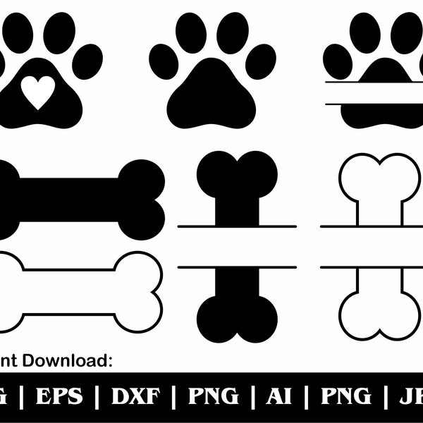 Dog Bone Svg, Hunde Svg Bundle, Dog Paw Svg, Hundeknochen Svg, Dog Lover Svg, Dog Svg, Dog Clipart, Svg,Png,Eps Cut Files Cricut Silhouette