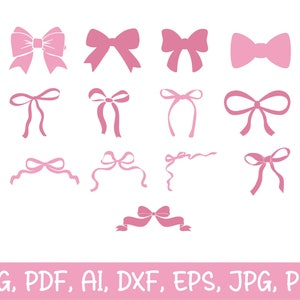 Boho lint Svg bundel, coquette Bow Svg, lint Svg, Bow Svg Png, Hair Bow Svg, vlinderdas Svg, hand loting boog Clipart, boog Png gesneden bestand Cricut