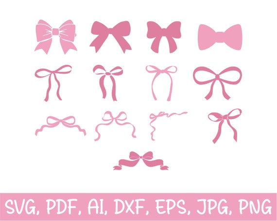 Boho Ribbon Svg Bundle, Coquette Bow Svg, Ribbon Svg, Bow Svg Png, Hair Bow Svg, Bow Tie Svg, Hand Draw Bow Clipart, Bow Png Cut File Cricut