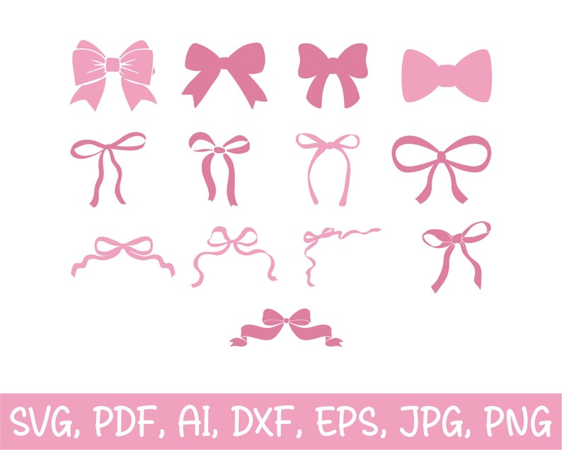 Boho Ribbon Svg Bundle, Coquette Bow Svg, Ribbon Svg, Bow Svg Png, Hair Bow Svg, Bow Tie Svg, Hand Draw Bow Clipart, Bow Png Cut File Cricut