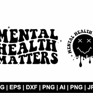 La salute mentale conta in formato Svg, testo ondulato retrò in formato SVG, consapevolezza in formato Svg, terapista psicologo in formato Svg, maglietta in formato Svg, clipart sulla salute, file in formato Svg tagliati Cricut
