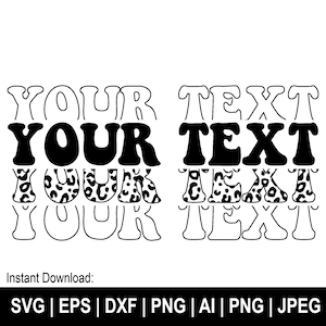 Aangepaste Svg, Leopard aangepaste Svg, retro aangepaste Svg, gepersonaliseerde, aangepaste retro tekst, aangepaste clipart, Svg-bestanden knippen Cricut, silhouet