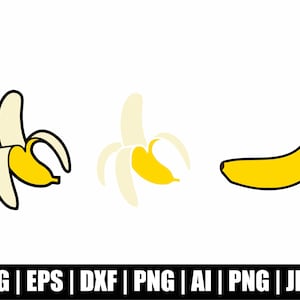 Banane, Banane, geschälte Banane, realistische gelbe Banane, Banane Vektor, Banane Clipart, Banane Png,Svg,Dxf geschnitten Dateien Cricut Silhouette