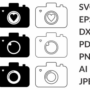 Camera Svg, Camera Svg With Heart, Camera Cricut, Png, Selfie Svg, Vector, Photography, Photographer Svg, Cut Files For Cricut, Silhouette