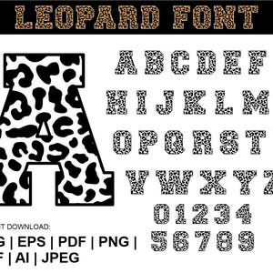 Svg de l'alphabet imprimé léopard, police de caractères guépard, lettres léopard Svg, Svg de l'Alphabet, sublimation, Clipart, cadeau pour elle, fichiers coupés Cricut