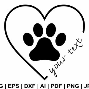 Paw Heart Print Svg, Dog Paw Print Svg, Paw Print Monogram Svg, Hondenliefhebber Svg, T Shirt Svg, Hond Paw Print Clipart, Svg, Png Cut Files Cricut