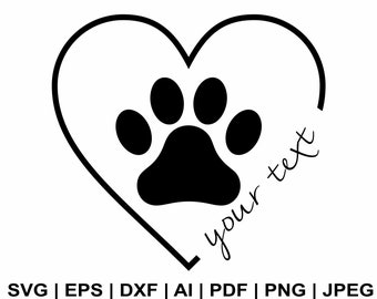 Paw Heart Print Svg, Dog Paw Print Svg, Paw Print Monogram Svg, Dog Lover Svg, T Shirt Svg, Dog Paw Print Clipart, Svg,Png Cut Files Cricut