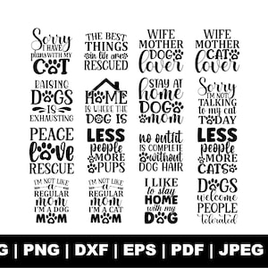 Paquete SVG con frases para amantes de los perros, SVG para mamá de perro, SVG para mamá peluda, SVG para cachorro, SVG con frases de perros, clipart de perro, SVG de moda, archivos de corte Cricut, regalo para ella