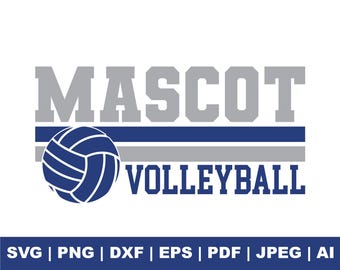School Mascot Volleyball Svg Png, Volleyball Team Spirit Design, Game Day Svg, Mascot Sports Png, Digital Download