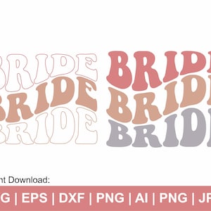 Svg mariée, Svg ondulé, texte ondulé rétro, mariée Svg, Svg mariage, demoiselle d'honneur, Svg Boho, chemise tendance Svg, Clipart, fichiers Svg coupe Cricut