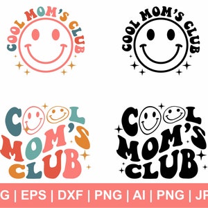 Cool Moms Club Svg, Mamás Svg, Letra ondulada Svg, Mama Svg, Camisa de mamá Svg, Cool Moms Club Clipart, Cool Moms Club Png, Svg Cut Files Cricut