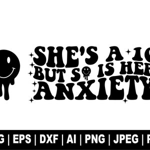 She's A 10, maar haar angst-svg ook, retro golvende tekst, smiley face-svg, expressie-svg, sublimatie-ontwerp, cadeau voor haar, gesneden bestanden Cricut