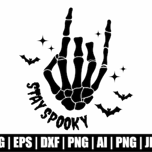 Blijf Spooky Svg, Halloween Svg, Skeleton Hand Svg, Skeleton Svg, Spooky Season Svg, vleermuizen Svg, Rock Hand Svg, Clipart, Svg Cut-bestanden Cricut