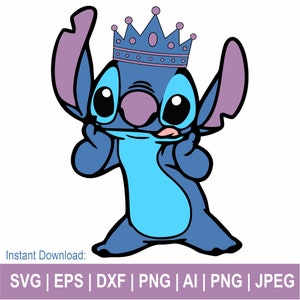 Crown Stitch Svg, Stitch Princess Svg, Stitch Svg, Lilo And Stitch Svg, Cartoon Svg, Stitch Clipart, Svg Cut Files Cricut, Silhouette