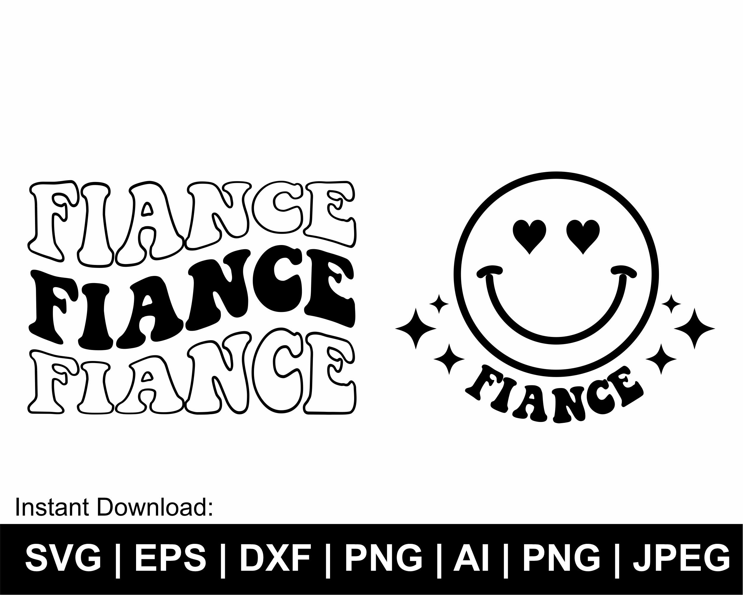 Fiance Svg, Retro Wavy Text, Smiley Face Svg, Trendy Svg, Clipart, T ...
