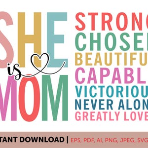 Elle est maman Svg, Svg mère rétro, belle maman Svg, maman chemise Svg, maman chrétienne Svg, forte maman Svg, maman bénie Svg, couper des fichiers cricut