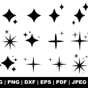Funkelnde Sterne SVG, Sterne SVG Bundle, Sterne SVG, Stern Clipart, helle Sterne, Doppelstern svg, digitaler Download, schnitt Dateien für Cricut