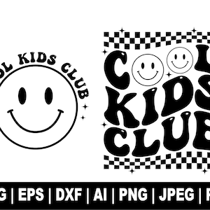 Cool Kids Club Svg, Kids Svg, Kids Shirt Svg, Kiddo Svg, Mom Boy Svg, Mom Girl Svg, Falisty tekst, Clipart, Pliki do cięcia Cricut, Sylwetka