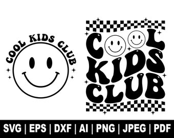 Cool Kids Club Svg, Kids Svg, Kids Shirt Svg, Kiddo Svg, Mom Boy Svg, Mom Girl Svg, Wavy Text, Clipart, Cut Files Cricut, Silhouette
