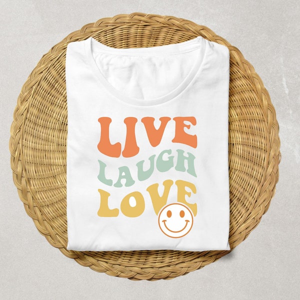 Live Laugh Love Svg, Wavy Svg, Wavy Text, Retro Svg, Love Svg, Farmhouse Sign, Home Sign Svg, Trendy Shirt Svg, Clipart,Svg Cut Files Cricut